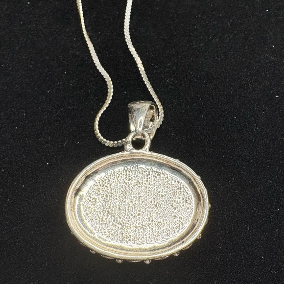 Sterling Silver Chain with Silver Tone Hematite Stone Necklace - Picture 4 of 9